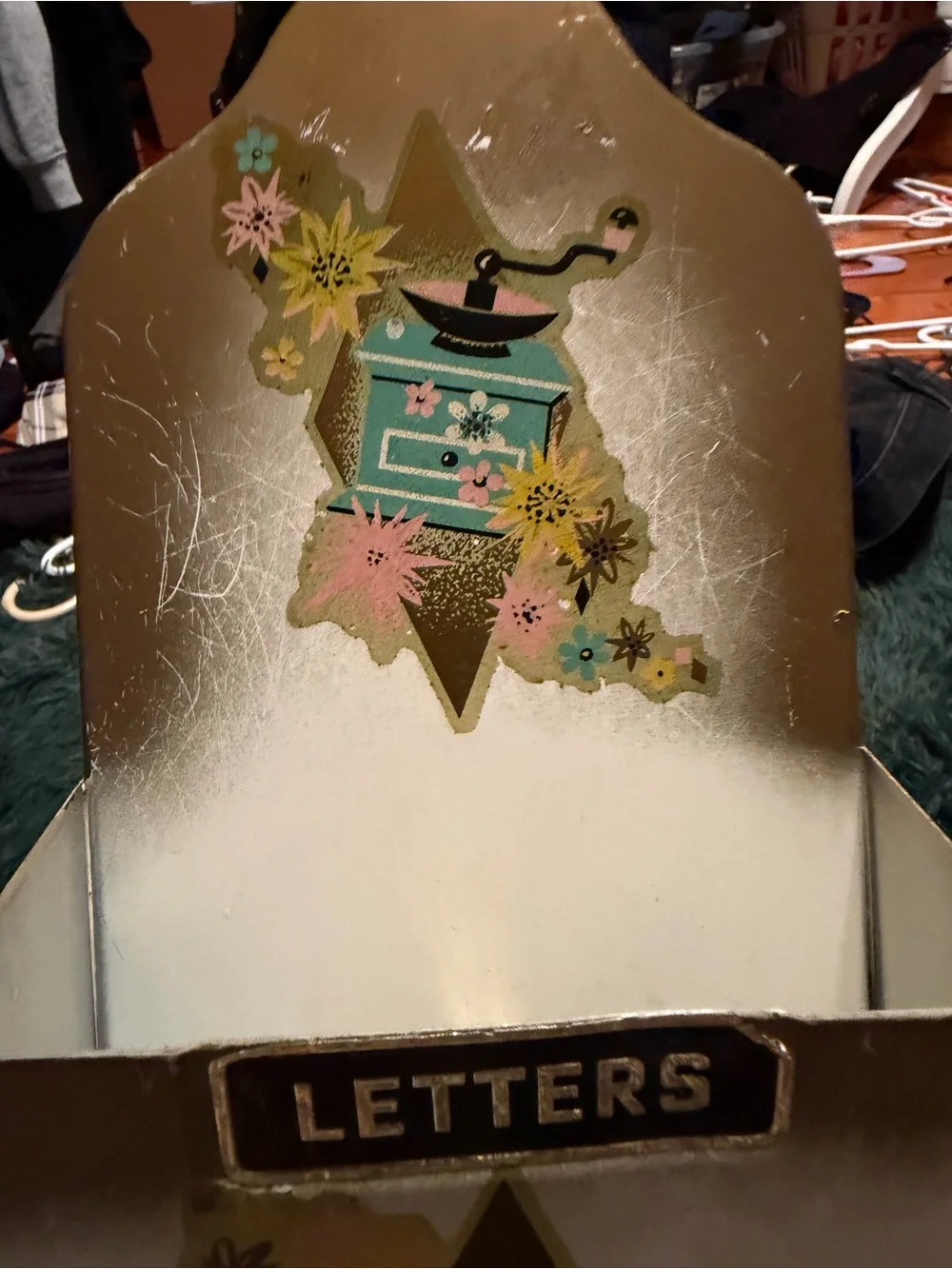 Vintage Floral Letter & Memo Wall Organizer - Gold Accents